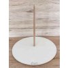 Podnos kruh 8 mm gravír s tyčou - Biely - Priemer 38 cm (Podnos gravír pod tortu s tyčou)