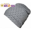 Bavlnená sada čiapočka / nákrčník s granátovými bodkami Baby Nellys ® - sivá