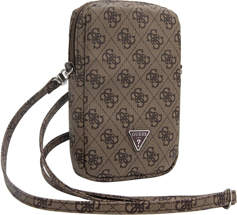 Guess PU 4G Triangle Logo Wallet Phone Bag Zipper hnedé