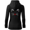 Mačka - srdce namiesto nosa - Mikina dámska trendy zipper s kapucňou - 2XL ( Čierna )