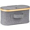 Úložný box G21 30 x 15 x 15 cm, bambusový s vekom, sivý
