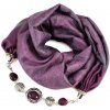 Kašmírový šál s bižutériou - fialový