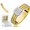 ŠIROKÝ ZLATÝ PRSTEŇ 585 S BRILIANTMI 0,08 CT
