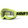 Detské motokrosové okuliare 100% Strata 2 Youth neon žltá, číre plexi