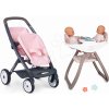 Set kočík pre dvojičky Powder Pink Maxi Cosi&Quinny Smoby s bezpečnostným pásom a jedálenskou stoličkou