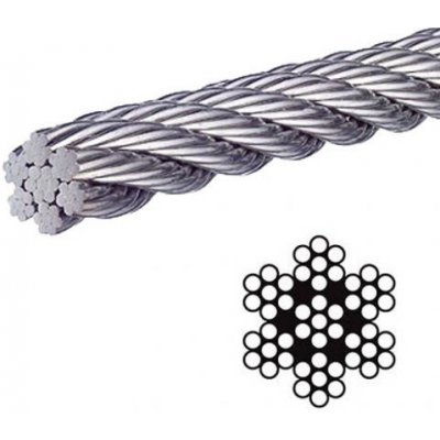 Nerezové oceľové lano 7x7, AISI 316 8 mm 1 m
