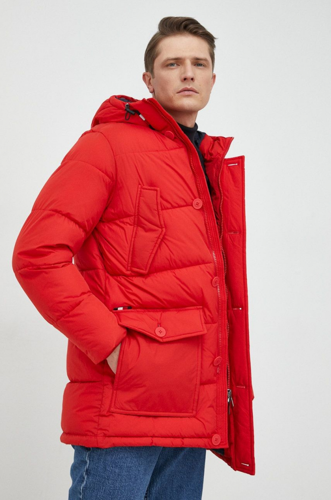Tommy Hilfiger bunda pánska červená zimná MW0MW27687.9BYY