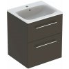 Geberit Selnova Square - Umývadlová skrinka 635x538x480 mm, s umývadlom, 2 zásuvky, lávová mat 501.233.00.1