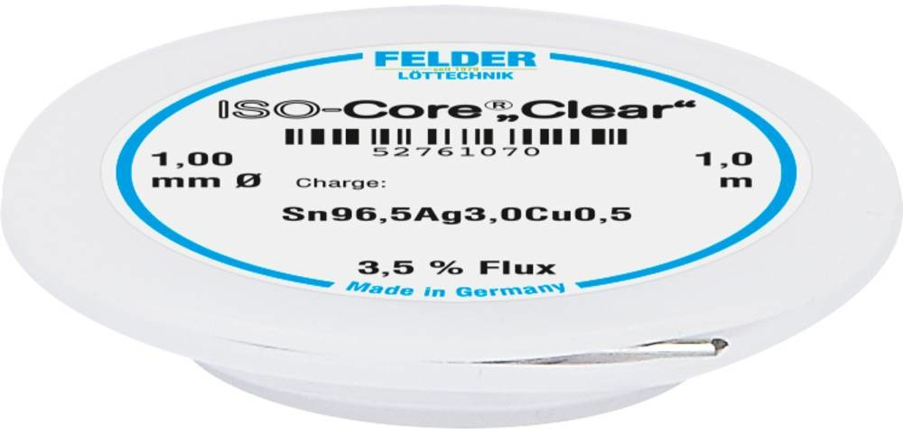 Felder Löttechnik ISO-Core Clear SAC305 spájkovací cín cievka Sn96,5Ag3Cu0,5 1 mm
