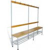 Lacneskrine #30 BENCH 2000 AH + Šatníková lavica s opierkou a vešiakmi s dĺžkou 2000 mm, s roštom na obuv