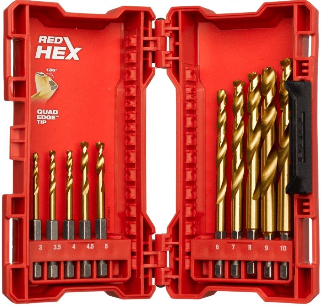 MILWAUKEE Sada vrtákov do kovu RED HEX SHOCKWAVE HSS-G TiN O 10 ks