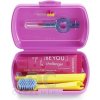 Curaprox Travel Set zubná kefka + CPS medzizubné kefky 2 ks + zubná pasta 10 ml darčeková sada, ružový