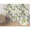 Biante Bavlnený záves Sandra SA-576 Zelené Ginkgo listy na bielom 150x260 cm