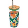 Quokka Sklenený cestovný hrnček so slamkou Liquid Cube Oranges 540 ml