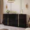 KOMODA SANTINO 4D ČIERNY LESK + ZLATÁ 158 cm