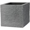 Kinekus Kvetináč plastový, dĺžka strany 27cm, TEGULA, imitácia kameňa, sivý