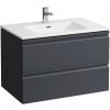LAUFEN Pro S závesná skrinka s umývadlom s otvorom/s prepadom, 2 zásuvky, 800 x 500 x 545 mm, matná grafitová, H8619634801041