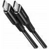 AXAGON BUCM-CM15AB, HQ kabel USB-C USB-C, 1.5m, USB 2.0, PD 60W 3A, ALU, oplet, černý