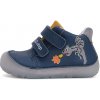 D.D.step Detské chlapčenské kožené topánky Barefoot bermuda blue S07351696A