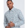 Pánska košeľa Ombre SLIM FIT s potlačou vetvičiek - modro-sivá šedá XL Ombre 5902228934103