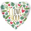 Fóliový balónik srdca - I love you, tropical - 45 cm