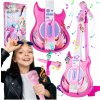 Majlo Toys Detská elektronická gitara so statívom a mikrofónom Guitar Micset - ružová