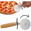 Nôž na Pizzu Oceľový Krájač na Pizzu Pevný s Drevenou Rukoväťou