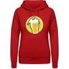 AWDis Hoodie Mikina - Dizajn - Smrtka v pivnom pohári - Ohnivá červená - S - Dámske