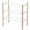 YAMAZAKI Stojan na topánky nastaviteľný 3518, na 9-16 párov, š.41-70 cm, kov/drevo, biely