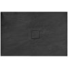 Rea Black Stone, sprchová vanička z minerálneho kameňa 120x90x3,5 cm + sifón, čierna, REA-K9603