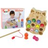 LEAN TOYS Drevená arkádová hra - Rybolov v tvare mačiatka