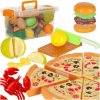 Zelenina ovocie krmivo na učenie sa krájať pizza hamburger so suchým zipsom okrúhlice 36 ks. biela