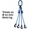 Reťazový záves,oko-4hák, skracovač, nosnosť 8000/6000 kg, G10-10, Certifikát 8000 / 6000 kg 4,5 m Modrá