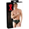 Latex pánske spodné prádlo s vnútorným análnym dildom v tvare penisu (čierne) - L