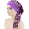 Šatka na hlavu - fialová s kvetmi