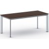 Rokovací kancelársky stôl PRIMO INVITATION, 180x80 cm, sivostrieborná podnož, orech
