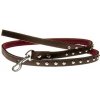 COBBYS PET Vodidlo z pravej kože hnedé, podšité, zdobené striebornými nitmi 15mm/120cm