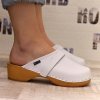 Dámske kožené biele dreváky CHRISTIE