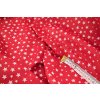 Bavlnené plátno - biele hviezdičky na červenom podklade - šírka 140 cm