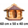 MKSTOR Drevené kŕmitko pre vtáky 60cmx50x40cm, vtáčia búdka so zásobníkom jedla, hnedá