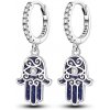 GRACE Silver Jewellery Stříbrné náušnice se symbolem Fatimy (Hamsa) - stříbro 925/1000 E-1484/274 Modrá