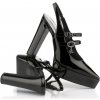 TOPÁNKY NA PLATFORME KARL LAGERFELD SOIREE PLATFORM DOUBLE STRAP SLING BLACK PATENT LTHR