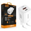 Aligator šikovný sieťový adaptér GaN, Power Delivery 33W USB + USB-C, biela