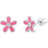 Silvego Strieborné náušnice Baila kvetinky ružové s Brilliance Zirconia DCC2056218ER