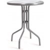 Stôl Happy Green 50XG4027S, kovový se skleněnou deskou pr. 60 cm, stříbrný