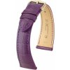 Kožený remienok Hirsch London L 04307086-1, fialový, aligátorová koža, dĺžka L, Quick Release 19 mm