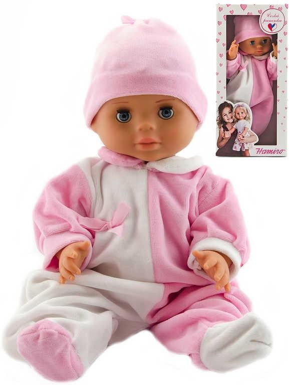 Hamiro bábätko 40 cm pevné tělíčko růžovo-bílý obleček
