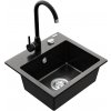 Granitový drez MEXEN MILO s kuchynskou batériou čierny so vzorom