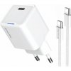 COLORWAY 1x USB-C/ síťová nabíječka/ GaN/ PD/ PPS/ 25W/ Včetně 100cm kabelu/ Bílá