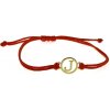 Šperky VIA Zlatý náramok s červenou šnúrkou - J - SVN11